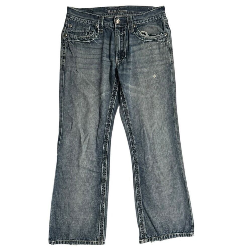 Axe & Crown Men's Slim Bootcut Jeans Size 34x32 Distressed Denim